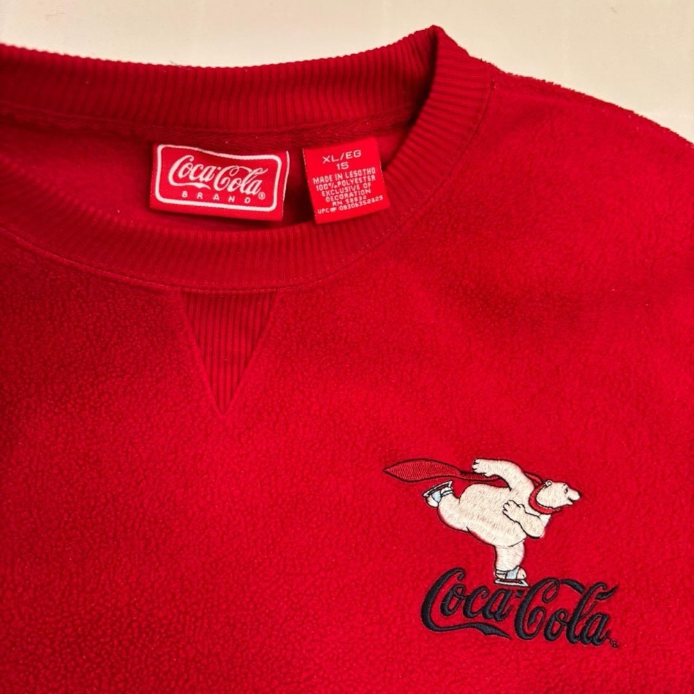 Coca-Cola‎ Skating Polarbear Fleece Sweatshirt Vintage 90s Size XL - Picture 5 of 7